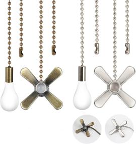 img 4 attached to Copper Beaded Ball Ceiling Fan Pull Chain Extension Set - 4PCS, with Connector for Ceiling Light and Fan - Available in Bronze and White Nickel - Classic Fan Pull Cord Pendant