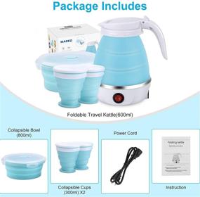 img 3 attached to 🧳 Portable Foldable Electric Kettle for Travel | Food Grade Silicone | Quick Boiling | 600ML Capacity | Includes 2 Collapsible Cups & 1 Collapsible Bowl