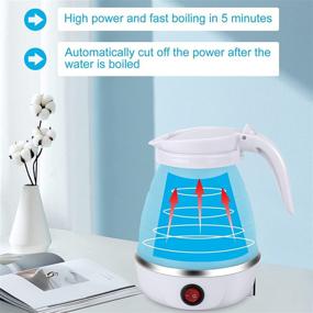 img 1 attached to 🧳 Portable Foldable Electric Kettle for Travel | Food Grade Silicone | Quick Boiling | 600ML Capacity | Includes 2 Collapsible Cups & 1 Collapsible Bowl