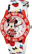 🐭 minnie mouse time teacher watch: disney kids' w002374 with colorful band for easy learning logo
