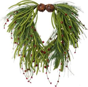 img 2 attached to 🍇 Stunning NeoL'artes 22 Inch Green Grapevine Front Door Wreath: Christmas Home Decor with Bells and Berries