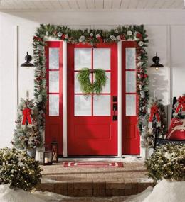 img 1 attached to 🍇 Stunning NeoL'artes 22 Inch Green Grapevine Front Door Wreath: Christmas Home Decor with Bells and Berries