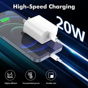 img 1 attached to 20W USB C зарядное устройство для iPhone и набор из 2 кабелей USB C на Lightning длиной 3 фута сертифицированный MFi для iPhone 13/13 Mini/13 Pro/13 Pro Max/12/12 Mini/12 Pro/12 Pro Max