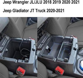 img 2 attached to 📦 EDBETOS Органайзер для средней консоли для Wrangler JL/JLU 2018-2021 и Gladiator JT 2020-2021 - синий отделочный элемент, аксессуары для подлокотника, блокировка света.