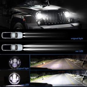 img 2 attached to DVISUV 7 Inch Round Led Headlight Halo Headlights With Hi/Low Beam Amber/Blue Halo LED Headlamp Offroad Light Angle Eyes Compatible With Jeep Wrangler JK TJ LJ Universal Motorcycle