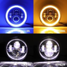 img 1 attached to DVISUV 7 Inch Round Led Headlight Halo Headlights With Hi/Low Beam Amber/Blue Halo LED Headlamp Offroad Light Angle Eyes Compatible With Jeep Wrangler JK TJ LJ Universal Motorcycle