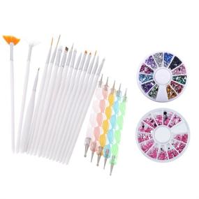 img 2 attached to 🖌️ Yimart Nail Art and Gel Acrylic Drawing Painting Brush Set with Dotting Pen Tools - Pack of 20 (D)