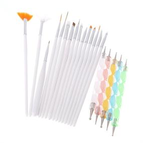 img 1 attached to 🖌️ Yimart Nail Art and Gel Acrylic Drawing Painting Brush Set with Dotting Pen Tools - Pack of 20 (D)