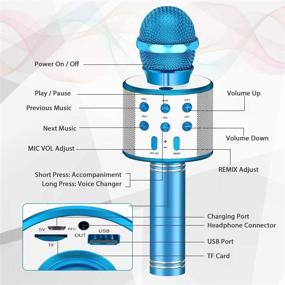 img 2 attached to 🎤 SUNY Беспроводной Bluetooth караоке-микрофон с динамиком и функцией записи - идеальный подарок для детей для веселого пения (синий)