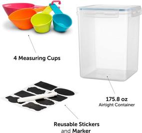 img 1 attached to Efficient Flour Container & Pantry Organizer Set - 4 Pcs Large Airtight Storage Containers (175 Oz) with Lids, Measuring Cups, Labels, and Marker - BPA Free, Clear Bins for Flour, Rice, Sugar