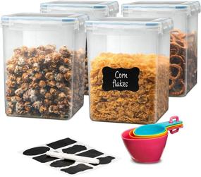 img 4 attached to Efficient Flour Container & Pantry Organizer Set - 4 Pcs Large Airtight Storage Containers (175 Oz) with Lids, Measuring Cups, Labels, and Marker - BPA Free, Clear Bins for Flour, Rice, Sugar