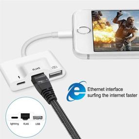 img 3 attached to 🔌 Ethernet LAN RJ45 Wired Network Adapter, 3-in-1 USB 3 Camera Reader Adapter, Data Sync OTG Cable, Ethernet Adapter with Fast Charging Port - Compatible for iPhone/iPad