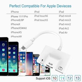 img 1 attached to 🔌 Ethernet LAN RJ45 Wired Network Adapter, 3-in-1 USB 3 Camera Reader Adapter, Data Sync OTG Cable, Ethernet Adapter with Fast Charging Port - Compatible for iPhone/iPad