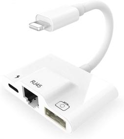 img 4 attached to 🔌 Ethernet LAN RJ45 Wired Network Adapter, 3-in-1 USB 3 Camera Reader Adapter, Data Sync OTG Cable, Ethernet Adapter with Fast Charging Port - Compatible for iPhone/iPad