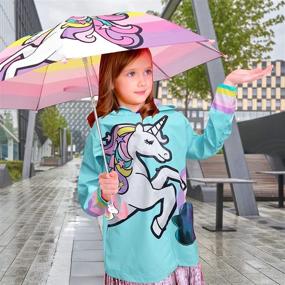 img 3 attached to 🦖 Boys' and Girls' Dinosaur Design Umbrella Raincoat Clothing