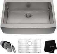 🚰 kraus khf200-33 standart pro stainless steel sink: premium 33 inch farmhouse apron single bowl with 16 gauge durability logo