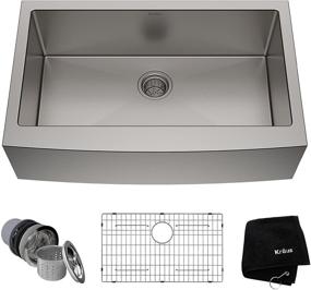 img 4 attached to 🚰 Kraus KHF200-33 Standart PRO Stainless Steel Sink: Premium 33 inch Farmhouse Apron Single Bowl with 16 Gauge Durability