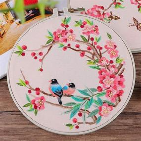 img 2 attached to 🧵 Beginner Starter Embroidery Kits - Full Range of Stamped Cross Stitch Kit with Embroidery Hoop, Brids, Cat, Peony Flower Pattern, Thread, Scissor Included