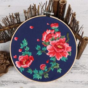 img 1 attached to 🧵 Beginner Starter Embroidery Kits - Full Range of Stamped Cross Stitch Kit with Embroidery Hoop, Brids, Cat, Peony Flower Pattern, Thread, Scissor Included