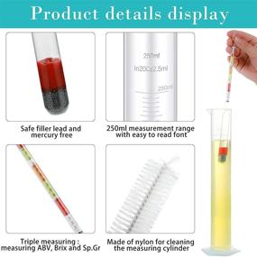 img 2 attached to 🍷 Premium 4-Piece Scale Hydrometer and Test Jar Combo - Includes 2 Hydrometers, Storage Bag, 250ml Plastic Cylinder, and Cleaning Brush for Wine, Beer, Mead