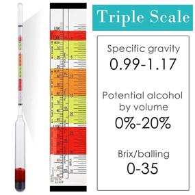 img 1 attached to 🍷 Premium 4-Piece Scale Hydrometer and Test Jar Combo - Includes 2 Hydrometers, Storage Bag, 250ml Plastic Cylinder, and Cleaning Brush for Wine, Beer, Mead