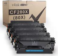 🖨️ v4ink 4pk compatible high yield toner cartridge for hp 80x cf280x, 80a cf280a - ideal replacement for hp pro 400 m401 printer series logo