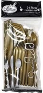 🍽️ lillian tablesettings combo bag gold, pack of 24 plastic cutlery: convenient and stylish dining solution logo