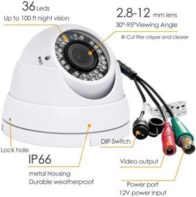 img 3 attached to 🎥 High-Definition 1080P Analog CCTV Camera: 4-in-1 Dome Security Camera, Manual Zoom Varifocal Lens, Weatherproof Metal Housing, Day & Night Monitoring (White)
