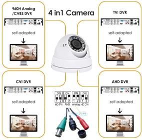 img 2 attached to 🎥 High-Definition 1080P Analog CCTV Camera: 4-in-1 Dome Security Camera, Manual Zoom Varifocal Lens, Weatherproof Metal Housing, Day & Night Monitoring (White)