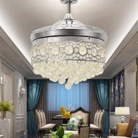 img 3 attached to 💡 Huston Fan 42-Inch Polished Silver Modern Crystal Chandelier Ceiling Fan with Retractable Blades, Light, and Remote Control - Indoor LED, 3 Color Changing Lighting, Invisible, Quiet, Hidden Fandelier
