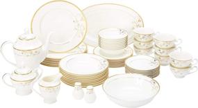 img 4 attached to Lorren Home Trends 57-Piece Dinnerware Set