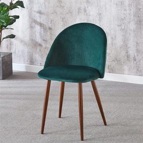 img 2 attached to 🪑 IDS Online Mid Century Dining Chairs Set of 2 with Soft Velvet Upholstery, Metal Legs, Green - Ideal for Living Room, Vanity, Makeup, Leisure, and Accents