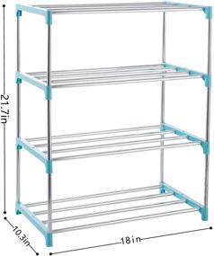 img 2 attached to 👞 Blue Xerhnan 4-Tier Stackable Small Shoe Rack: Lightweight Shoe Shelf Storage Organizer for Improved Entryway, Hallway, and Closet Organization