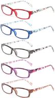 👓 fashion ladies readers: 5 pairs of reading glasses with trendy patterns & spring hinge for women logo