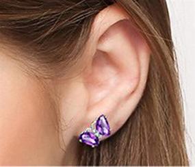 img 1 attached to Large Amethyst CZ Crystal Butterfly Stud Earring for Women 925 Sterling Silver - Friendship Gift Jewelry with Box