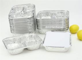 img 2 attached to 🍽️ Convenient Disposable Aluminum 3 Compartment TV Dinner Trays with Lid #210L (25-Pack)