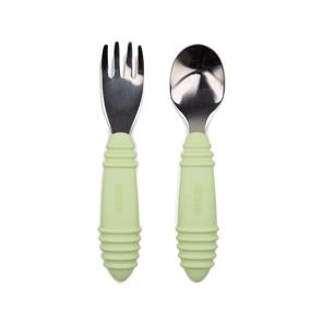 img 4 attached to Bumkins Toddler Silverware Silicone Stainless Feeding for Solid Feeding