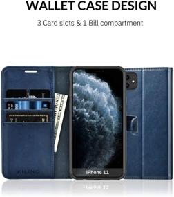 img 1 attached to 📱 Premium KILINO iPhone 11 Wallet Case with RFID Blocking and Magnetic Closure - Blue Edition