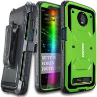 📱 covrware aegis series case for moto z3 play/z3: full-body rugged holster armor case in green with belt swivel clip and kickstand logo