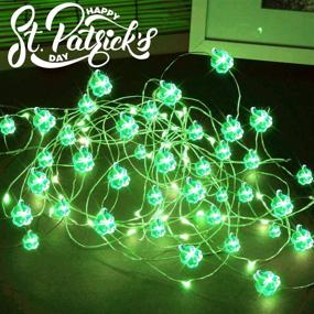 img 3 attached to 14ft 40 LED St. Patrick's Day String Lights: Battery Operated Green Lucky Shamrocks for Irish Party Decorations - Bar, Home, Garden Decor (Green)