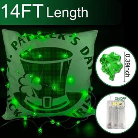 img 2 attached to 14ft 40 LED St. Patrick's Day String Lights: Battery Operated Green Lucky Shamrocks for Irish Party Decorations - Bar, Home, Garden Decor (Green)