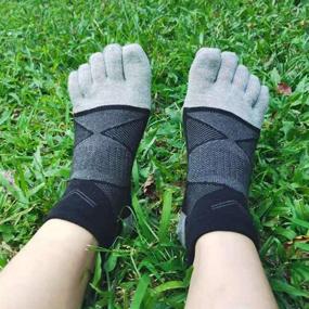 img 1 attached to Cotton Women's Toe Socks - Pack 🧦 of 3 No Show Five Finger Running Toe Socks