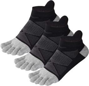 img 4 attached to Cotton Women's Toe Socks - Pack 🧦 of 3 No Show Five Finger Running Toe Socks