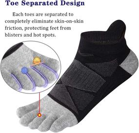 img 3 attached to Cotton Women's Toe Socks - Pack 🧦 of 3 No Show Five Finger Running Toe Socks