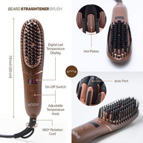 img 3 attached to Safenorth Ionic Beard Straightener Brush: Vintage Comb with Ceramic Bristles, Auto Safety Shut-Off, LED Screen. Travel-friendly & Lightweight.