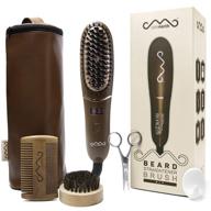 safenorth ionic beard straightener brush: vintage comb with ceramic bristles, auto safety shut-off, led screen. travel-friendly & lightweight. logo