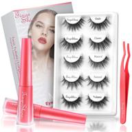 💃 5 pairs tingeshine magnetic eyelashes and eyeliner set: 3d natural lashes, upgraded magnetic liner, large 2 tube pack, 5 styles, reusable lashes, glue-free logo