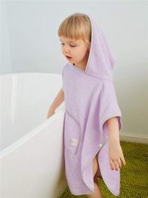 img 1 attached to 👶 SIORO Toddler Hooded Towel | Kids Beach Towel Wrap | Bamboo Cotton Boys Girls Bathrobe Shower Pool Soft Absorbent Cover Up with Button | Lavender | 2-6 Years