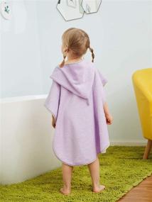 img 3 attached to 👶 SIORO Toddler Hooded Towel | Kids Beach Towel Wrap | Bamboo Cotton Boys Girls Bathrobe Shower Pool Soft Absorbent Cover Up with Button | Lavender | 2-6 Years