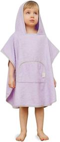 img 4 attached to 👶 SIORO Toddler Hooded Towel | Kids Beach Towel Wrap | Bamboo Cotton Boys Girls Bathrobe Shower Pool Soft Absorbent Cover Up with Button | Lavender | 2-6 Years